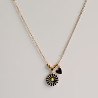 Personalized And Small Fresh Summer Little Daisy Love Pendant Necklace Oil Drop Necklace Copper-plated Gold All-match Sweater Chain sku image 2