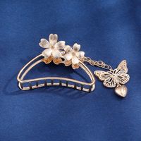 2022 New Butterfly Tassel Flower Gold Alloy Shark Clip Hair Claw Suit main image 1