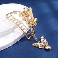 2022 New Butterfly Tassel Flower Gold Alloy Shark Clip Hair Claw Suit main image 3
