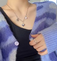 Stainless Steel Love Smiley Face Pendant Necklace Graceful And Fashionable Trendy Ins Style Clavicle Chain Hip Hop Street Snap Necklace main image 4