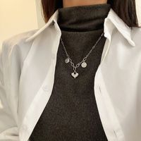 Stainless Steel Love Smiley Face Pendant Necklace Graceful And Fashionable Trendy Ins Style Clavicle Chain Hip Hop Street Snap Necklace main image 5