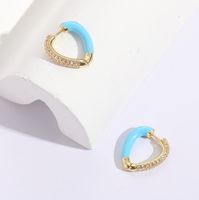 Placage De Cuivre 18k Or Mode Couleur Dripping Huile Zircon Coeur Boucle D'oreille Femme main image 3