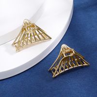 2 Piece Set Korean Instagram Mesh Red Hair Grip Fashion Retro Hollow Geometry Triangle Alloy Barrettes Shark Clip Back Head Headdress sku image 1