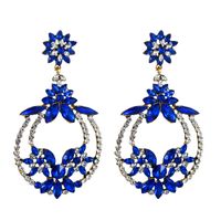 European And American Personality Color National Wind Wave Simia Female Alloy Color Rhinestone Earrings sku image 2