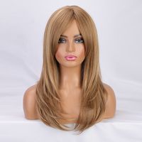 Frauen Perücken, Weiße Mittelgroße Lange Haare, Goldene Innere Schnalle, Perücken, Chemiefaser Perücken, Wigs main image 2