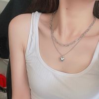 Hip Hop Double Layer Heart Small Pendant Necklace Clavicle Chain main image 2