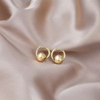 Fashion Simple Small Golden Balls Circle Copper Earrings main image 2