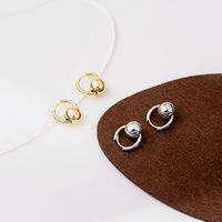 Fashion Simple Small Golden Balls Circle Copper Earrings main image 4