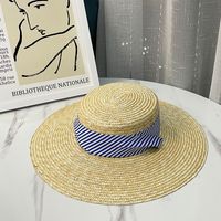 Pastoral Style Summer Big Brim Beach Hat Vacation Sun Hat Lace-up Wheat-straw Sunshade Hat main image 5