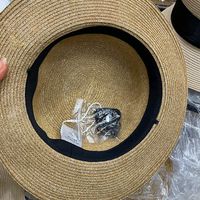 Retro Flat Top Printing Chain Strap Straw Hat Summer Holiday Concave Shape Sun Protection Hat main image 5