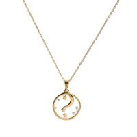 Fashion Moon Star With Drilling Oil Titanium Steel Necklace main image 2