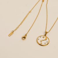 Fashion Moon Star With Drilling Oil Titanium Steel Necklace main image 3