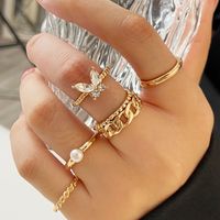 Fashion Diamond Love Pearl Leaf 10-piece Ring Creative Retro Female Ring sku image 18