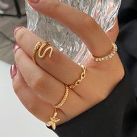 Fashion Diamond Love Pearl Leaf 10-teiliger Ring Kreativer Retro-weiblicher Ring sku image 26