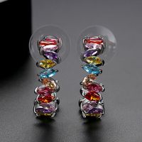 Stud Earrings New Trend Color Lady Copper Inlaid Zircon Earring Gift sku image 4