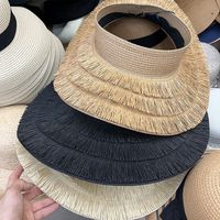 Summer Color Hand-woven Visor Straw Hat Wide Brim Hat main image 1