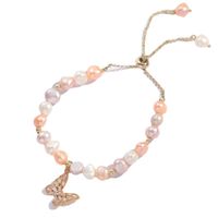 Baroque Style Pearl Zircon Butterfly Copper 14k Gold-plated Adjustable Bracelet main image 5