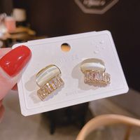 2022 Fashion Semicircle Square Opal Rhinestones Alloy Earrings main image 5