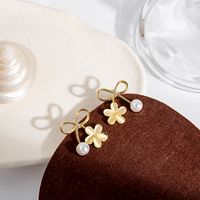 Classic Style Bows Flower Opal Pearl Stud Earrings main image 2