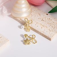 Classic Style Bows Flower Opal Pearl Stud Earrings main image 4