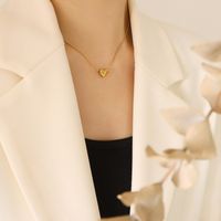 Fashion Jacinth Pendant Carved Letter Heart-shaped Necklace Titanium Steel main image 3