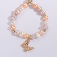 Baroque Style Pearl Zircon Butterfly Copper 14k Gold-plated Adjustable Bracelet main image 3
