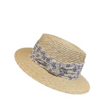 Wheat-straw Hat Flat Top Small-brim Floral Summer Sun Hat Women's Vacation Hat main image 2