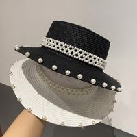 Sombrero De Paja De Perlas De Protección Solar De Ala Grande Retro De Verano main image 1