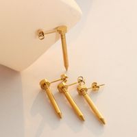 Nail Stud Earrings Jewelry Titanium Steel 18k Gold Plating Handmade main image 2
