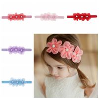 Fashion Three Small Flowers Shaped Solid Color Baby Hair Band main image 1