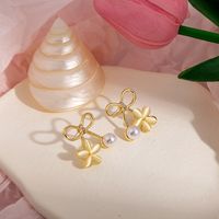 Classic Style Bows Flower Opal Pearl Stud Earrings main image 6