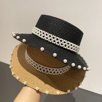 Sombrero De Paja De Perlas De Protección Solar De Ala Grande Retro De Verano main image 5