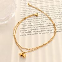 Minority Double-layer Chain Bell Anklet New Titanium Steel Plated 18k Gold Summer main image 4