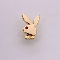 European And American Hot Fashion Personality Rhinestone Rabbit Head Brooch Collar Button Corsage Wholesale sku image 2
