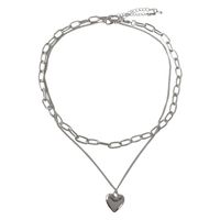 Hip Hop Double Layer Heart Small Pendant Necklace Clavicle Chain main image 4
