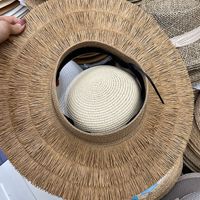 Summer Color Hand-woven Visor Straw Hat Wide Brim Hat main image 5