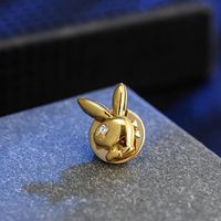European And American Hot Fashion Personality Rhinestone Rabbit Head Brooch Collar Button Corsage Wholesale main image 1