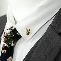 European And American Hot Fashion Personality Rhinestone Rabbit Head Brooch Collar Button Corsage Wholesale main image 4