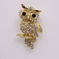 Factory Direct Sales Korean Style High-end Diamond Owl Brooch Corsage Clothing Accessories Unisex Pin sku image 1