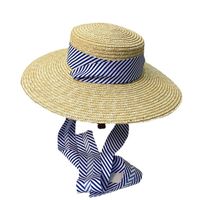 Pastoral Style Summer Big Brim Beach Hat Vacation Sun Hat Lace-up Wheat-straw Sunshade Hat main image 4