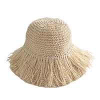 Straw Hat Women's Foldable Summer Tassel Simple Travel Big Brim Sun-protection Hat Seaside Vacation Beach Sun Hat main image 2