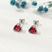 Hot European And American Heart Temperamental Color Zircon Stud Earrings Crystal Peach Heart Ins Simple Earrings Female Spot main image 5