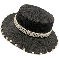 Sombrero De Paja De Perlas De Protección Solar De Ala Grande Retro De Verano main image 3