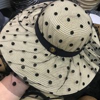 Dot Mesh Straw Hat Summer Vacation Beach Hat Wide Brim Summer Hat main image 3