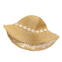 المرأة سترو قبعة الصيف الشمس واقية الشاطئ الدانتيل الزهور قبعة main image 3