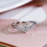 New Jewelry European And American Simple Zircon Diamond Women 's Engagement Bride Alloy Ring Rings Accessories sku image 1