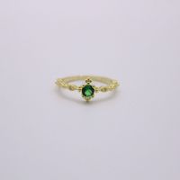 Ring  Ornament Popular Cute Woman 14k Gold Plated Green Diamond Ring Exquisite Ring Ornament main image 3
