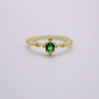Ring  Ornament Popular Cute Woman 14k Gold Plated Green Diamond Ring Exquisite Ring Ornament sku image 1