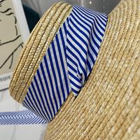 Pastorale Style D'été Grand Bord Chapeau De Plage Vacances Soleil Chapeau Dentelle-up Blé-paille Parasol Chapeau main image 2