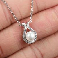 Korean Design Platinum White Pearl Necklace For Women 2021 New High Sense Minority Simple Temperament Clavicle Chain main image 3